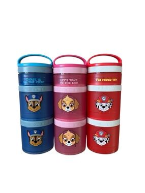 Paw Patrol Stackable Snack Containers - Blue, Pink, Red